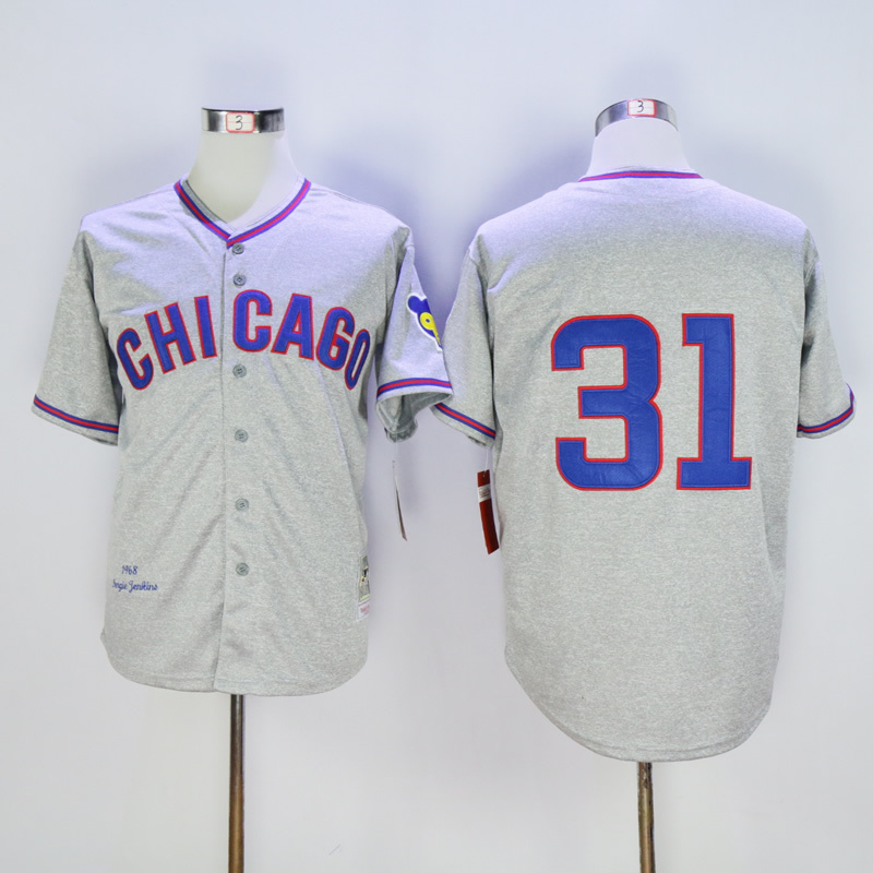 Men Chicago Cubs #31 Maddux Grey Throwback 1968 MLB Jerseys